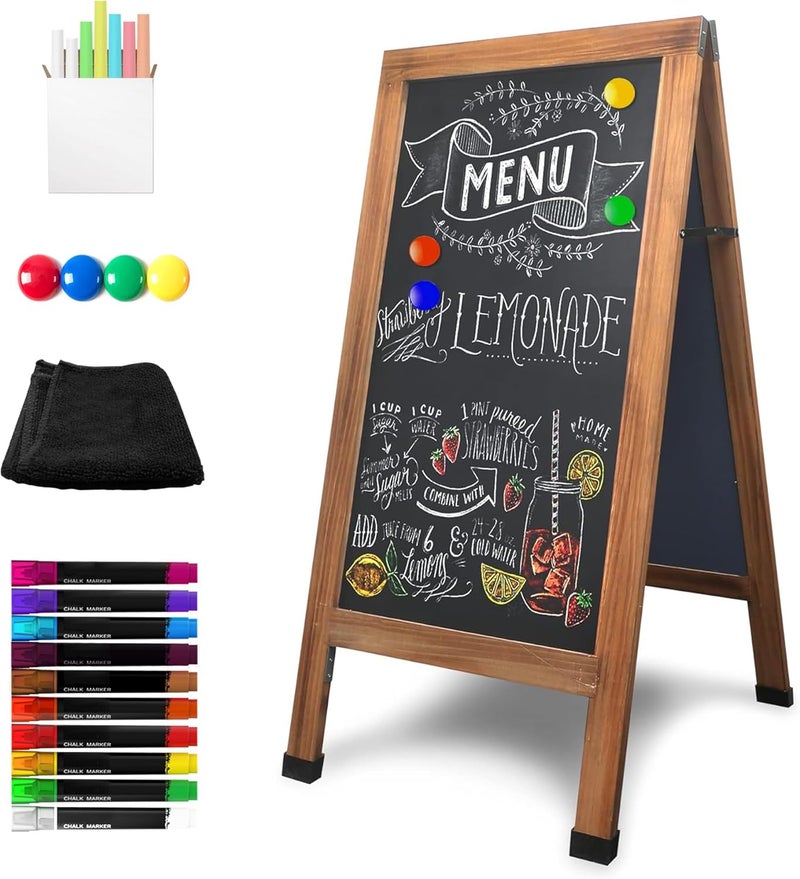 SELEAD Magnetic A-Frame Chalkboard Easel Sign - Large 40" x 20" Rustic Sandwich Chalk Board Signs Outdoor Double Sided Sidewalk Pizarra for Business, Wedding, Menu - Image 1